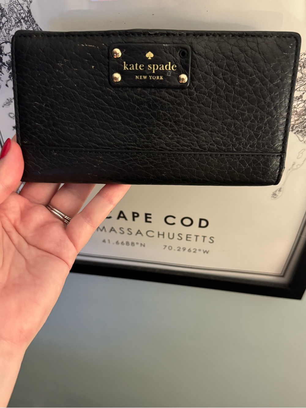 kate spade AS IS Bay Street Stacy Black Leather Wallet
